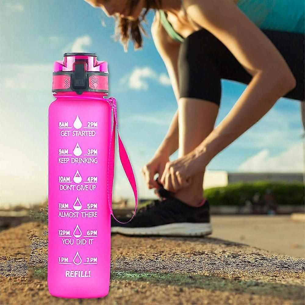 1l Motivational Water Bottle With Time Marking Portable Sports Large Drinking Bottle