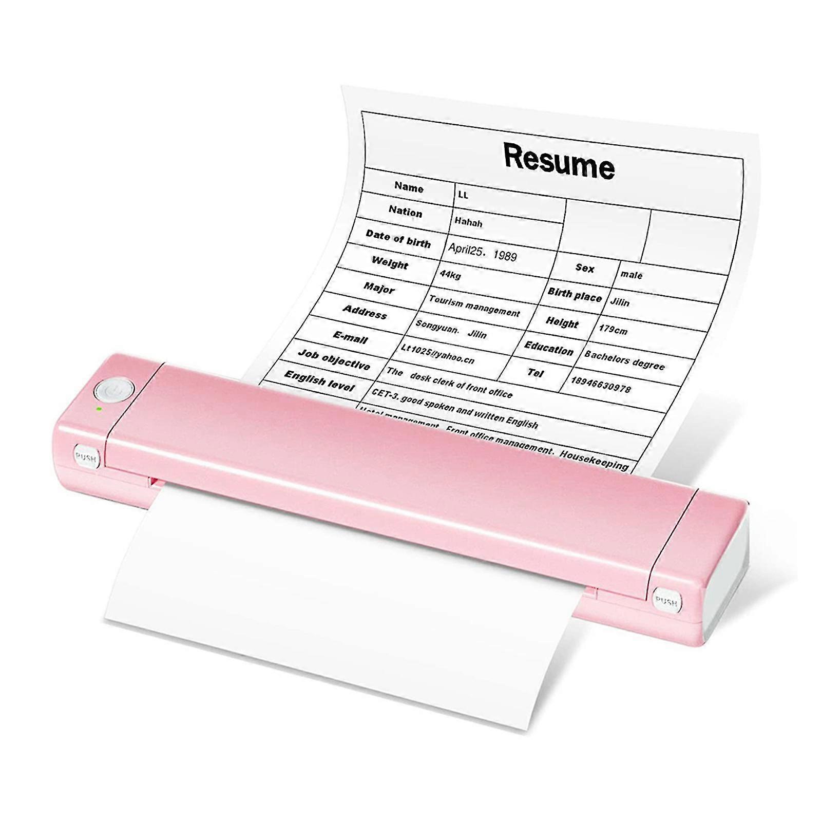 Small Mini Inkless Thermal Printer for A4 Rechargeable Lightweight Printer for Office Receipt