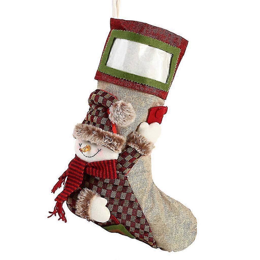 クリスマスストッキングビッグクリスマスストッキングデコレーション16 "ホームインテリアのための3Dサンタスノーマントナカイストッキング