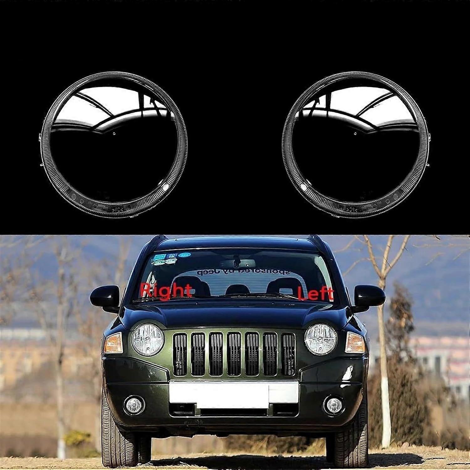 Headlamp Lens Cover Car Front Headlight Cover Head Lamp Glass Lens Shell For Jeep Compass 2007 2008 2009 2010 Front Headlight Shell (Color : 1 Piece L