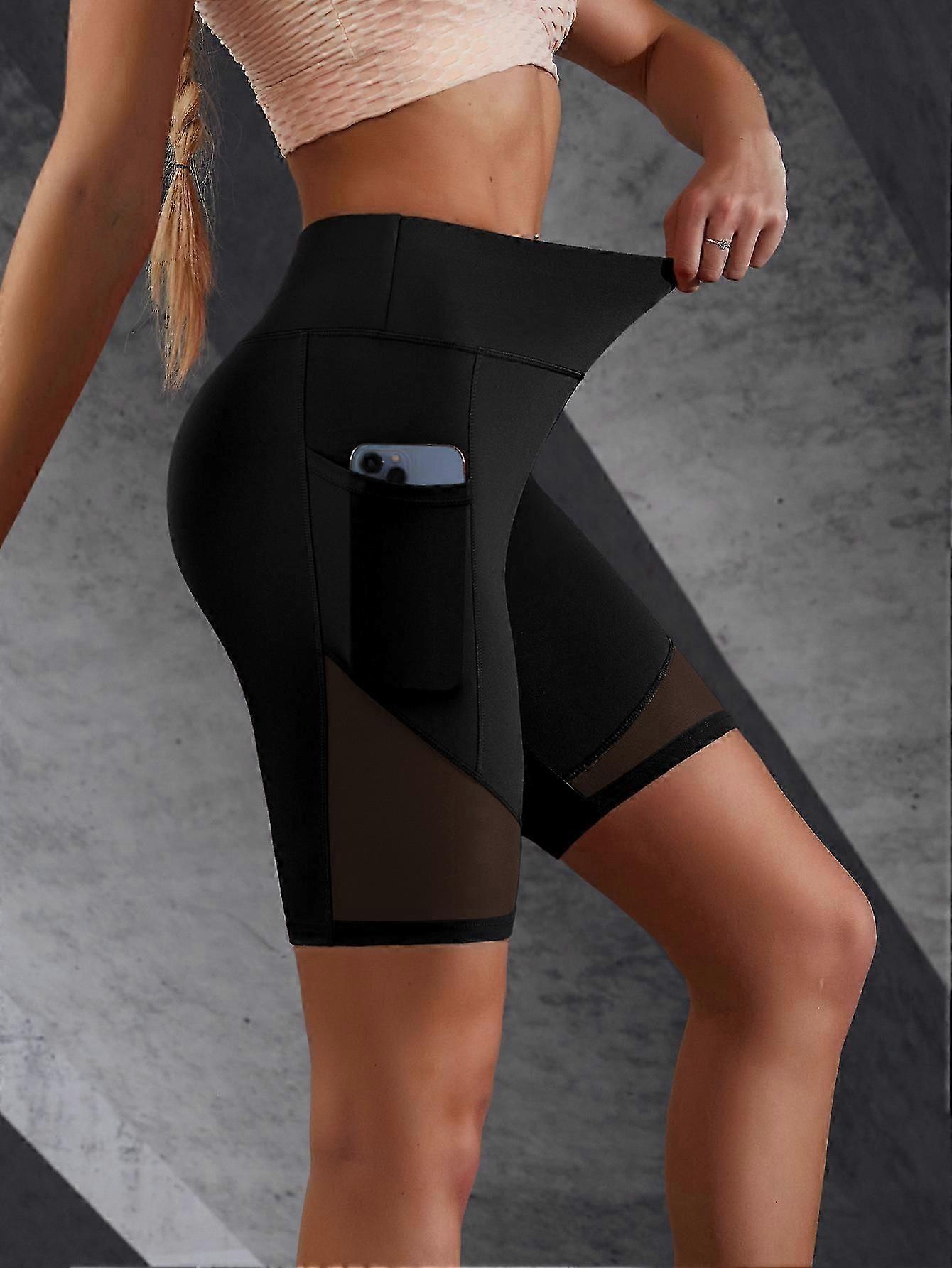 Mesh High Waist Power Flex Biker Shorts With Side Pockets