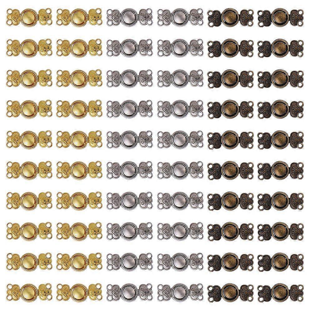 60Pcs 3 Colors Alloy Snap Lock Clasps Mixed Color 15x6x2mm Hole: 0.9mm 20pcs/color