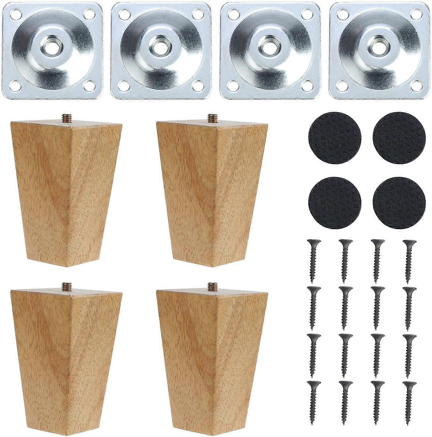 Set of 4 Solid Wood Square Tapered Furniture Legs for Furniture, Cabinets, Ottomans, Sofas, Dressers