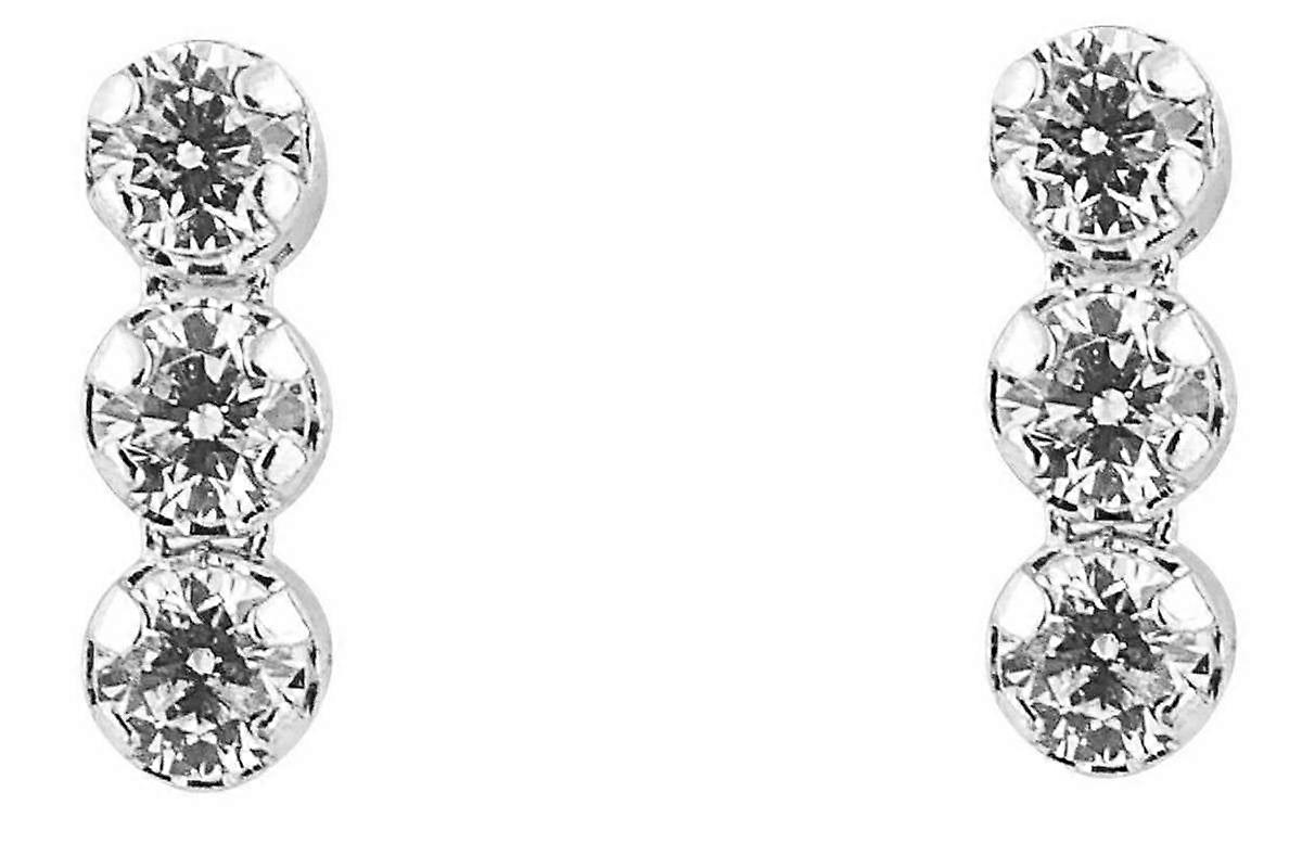 Beginnings Triple Gemstone Drop Stud Earrings - Silver