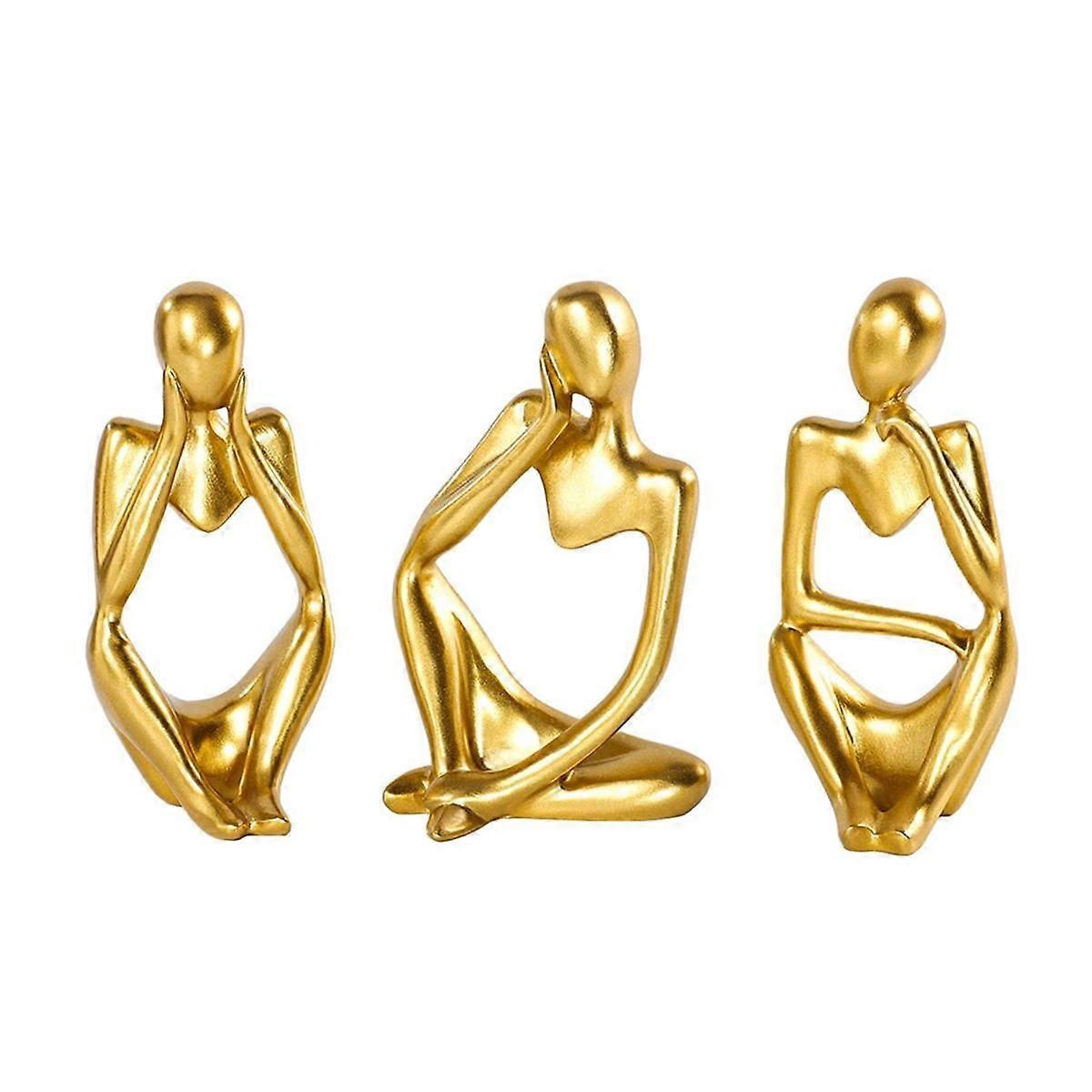 Statue Gold Decor Abstract Art Sculpture, Golden Resin Collectible Figurines
