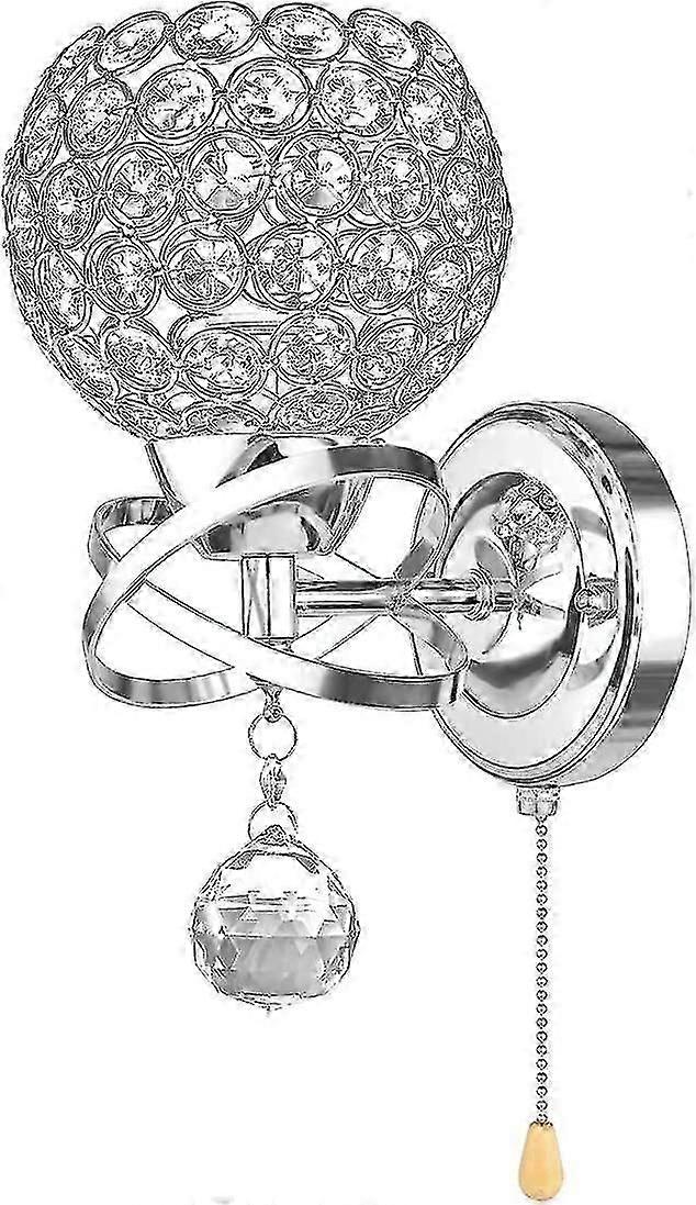 Wall Lamp Modern Style Crystal Wall Light With Cord Switch E14 Socket (light Not Included) Silver (1 Pack)
