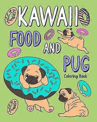Libro da colorare di cibo e carlino kawaii