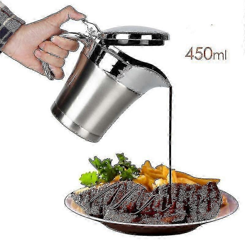 Premium rustfrit stål termisk sovsebåd, dobbeltisoleret elegant sølv termisk sovsebåd, saucekande, perfekt til middagsselskaber - JA