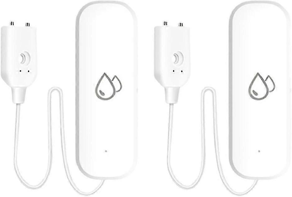 2 st vattenläckagedetektor, Tuya Smart Home Wifi vattenläckagedetektor med nedsänkbar sensor, applarmkontroll