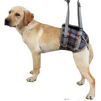 Dog Lift Harness Professional Adjustable Breathable Auxiliary Belt Assist Sling for Disabled Highly Aged Dog Blue Plaid Hind Leg XL (3040kg / 66.188.2