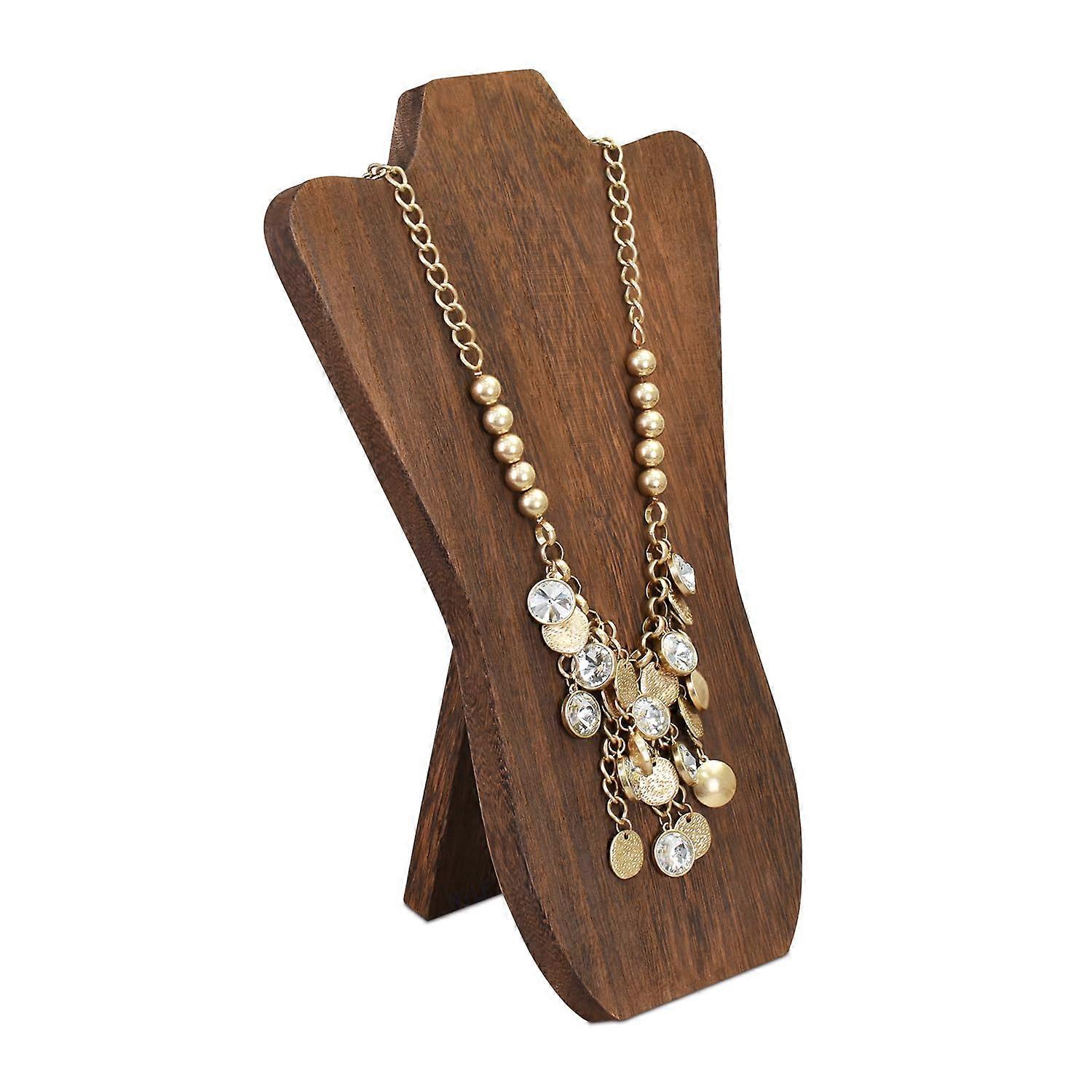 Foldable Wooden Necklace Display with Curved Top Design Jewelry Organizer for Larger Necklaces