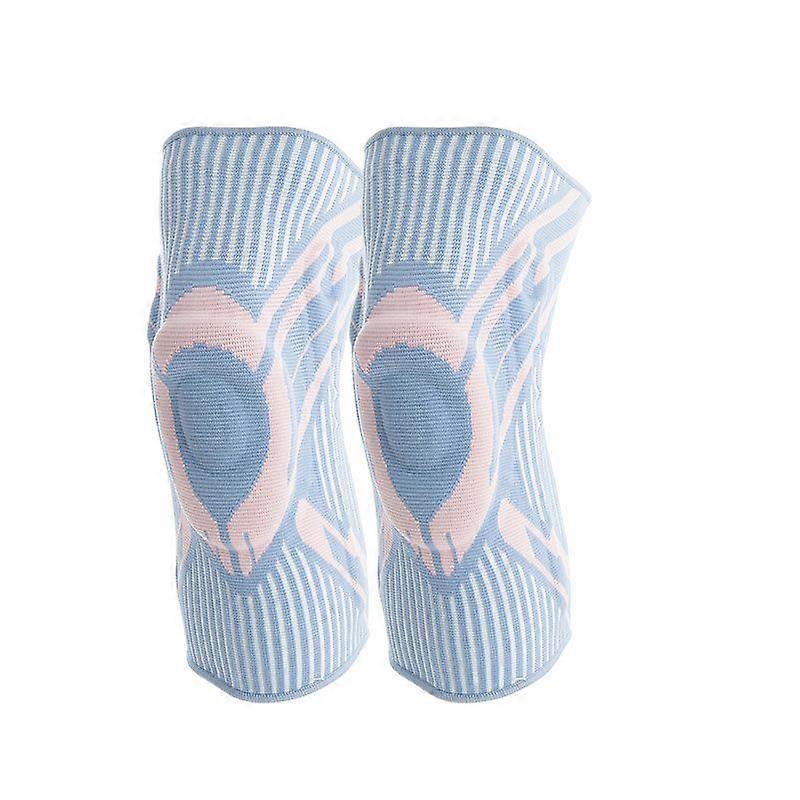 A Pair Knee Compression Sleeve Support for Men Women with Patella Gel Pads & Side Stabilizers,Medical Grade Knee Pads for Running-Blue L