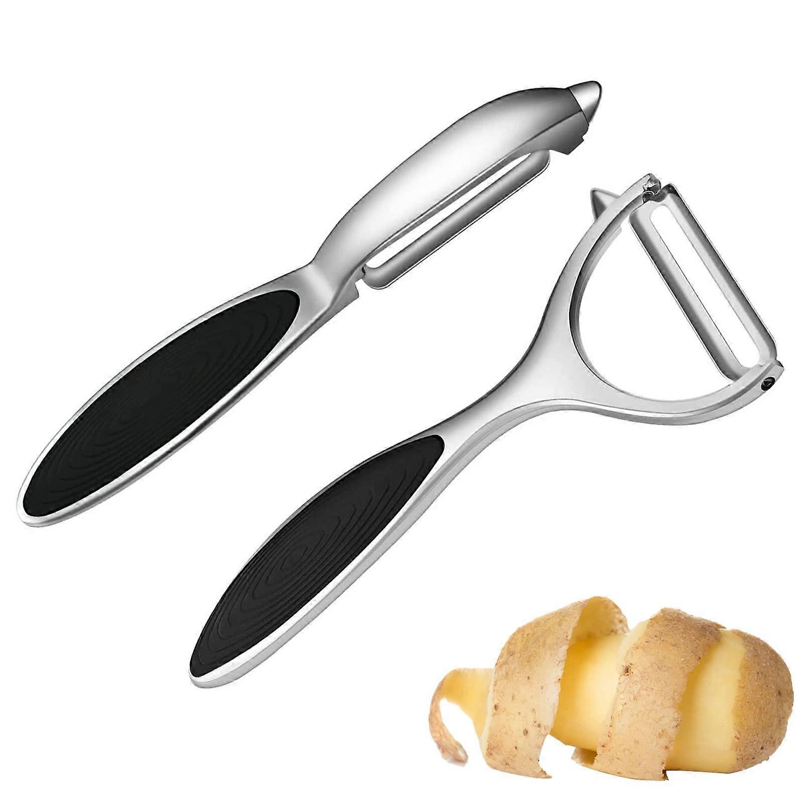 Stainless Steel Ergonomic Non-Slip Peelers Set of 2 for Potatoes and Carrots, Comfortable Grip, Durable Kitchen Tools