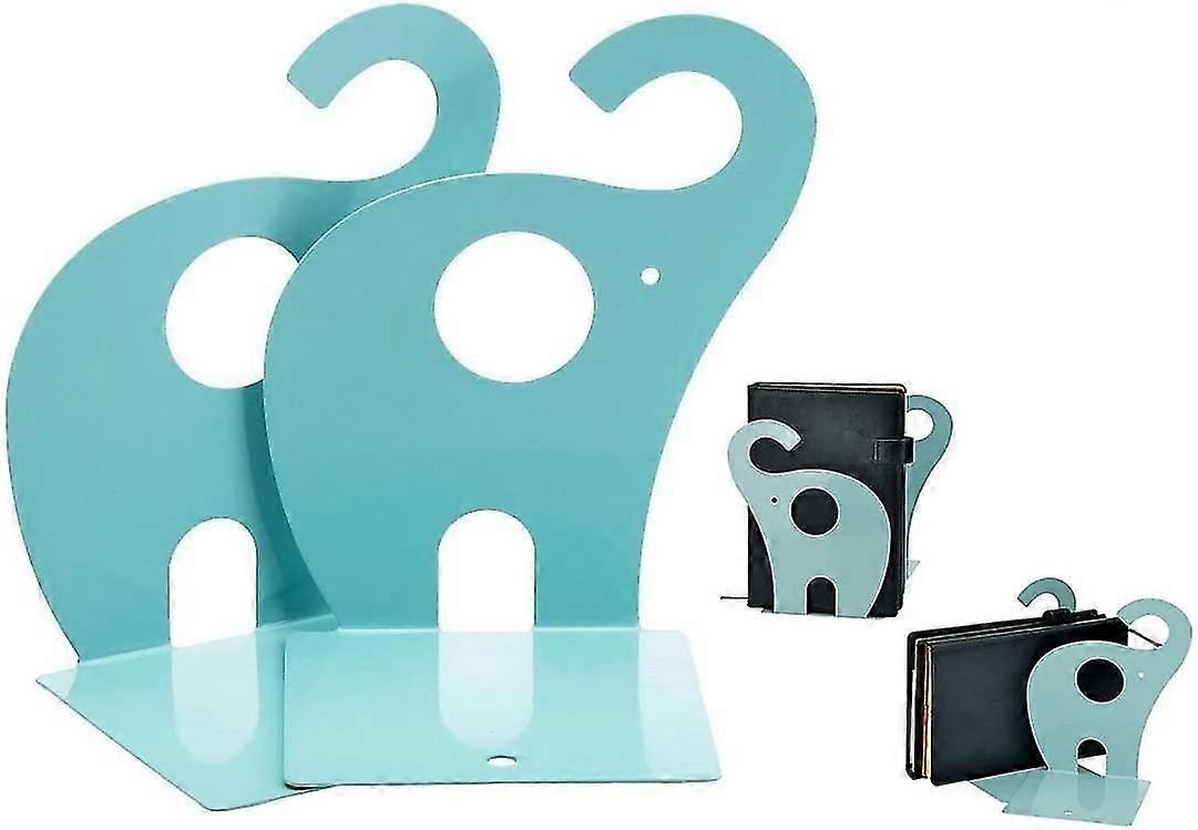 Cute Elephant Bookends Nonskid Art Bookend Gift Blue 1 Pair