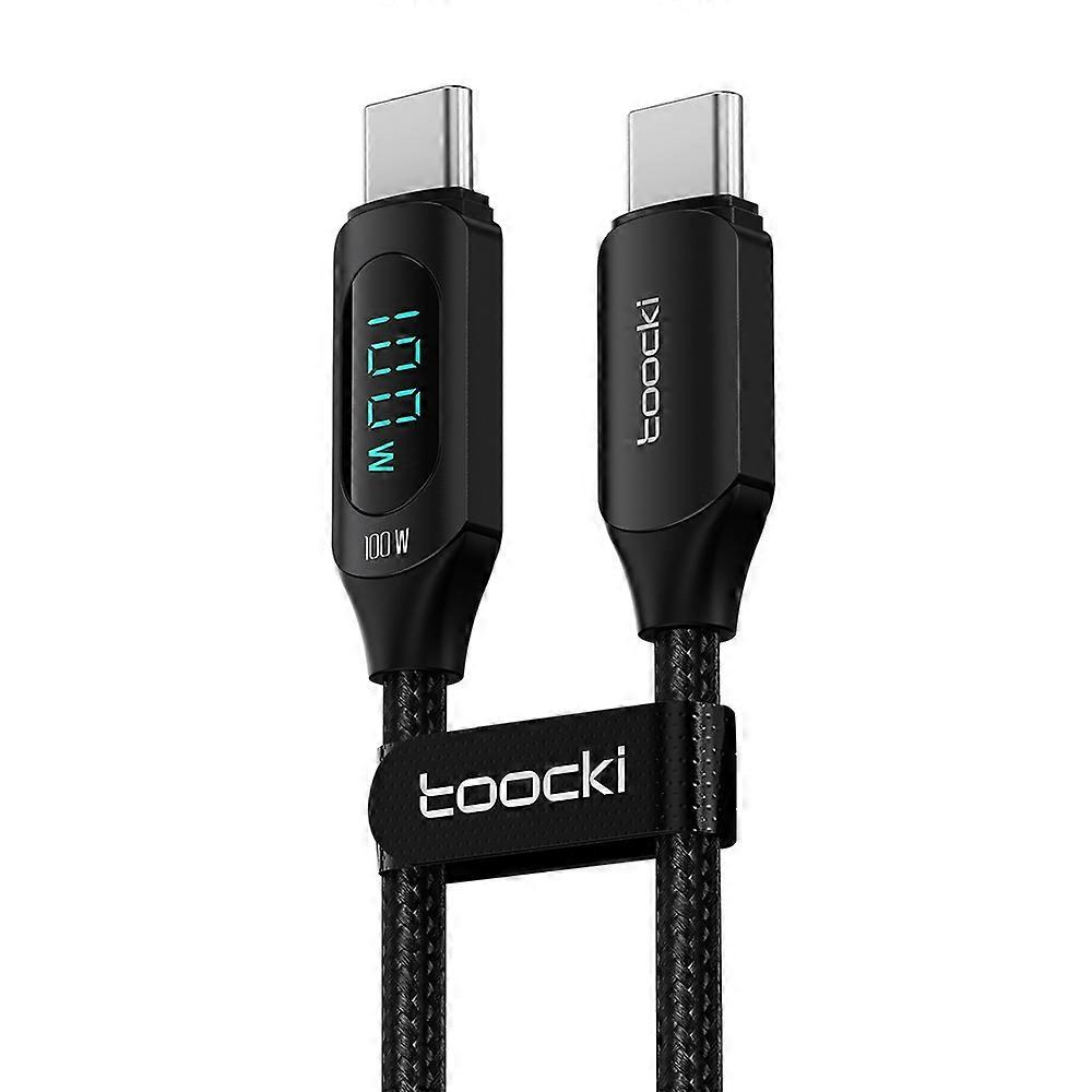 TOOCKI TQ-X03 2m Digital Display Data Cable USB-C to USB-C PD 100W Charging Cord-Black