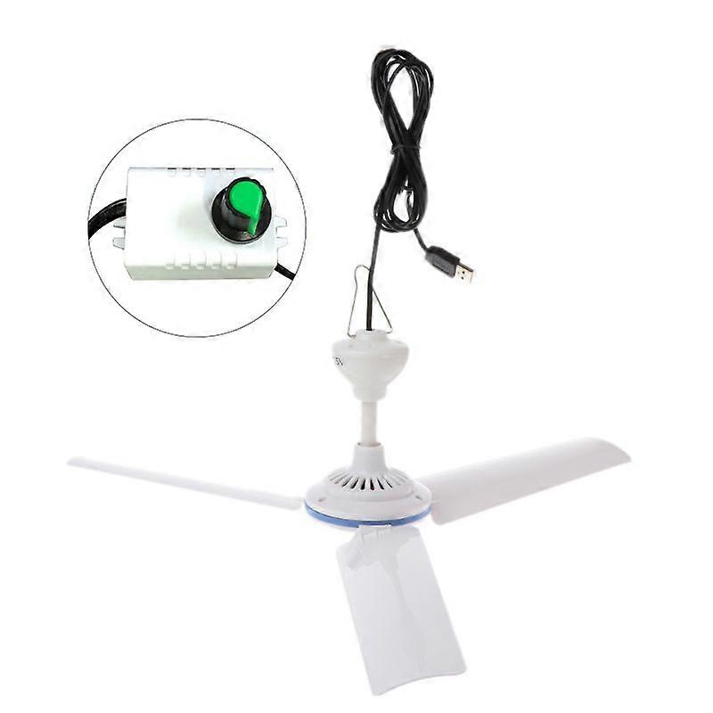 5V USB Small Ceiling Fan with Switching Extension Cable Quiet for Camping Dorms, and Bedrooms Hiking and Grow Tents  5 meters