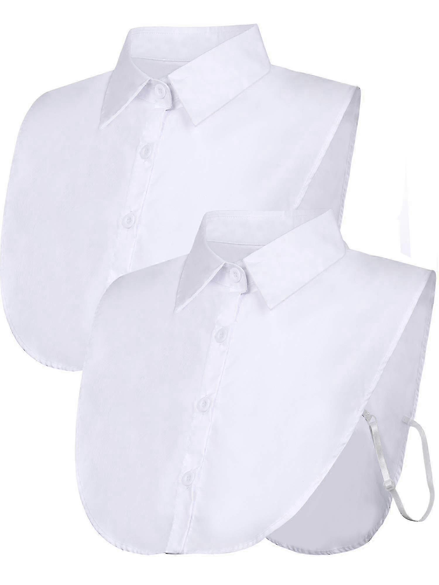 Camisa de meia manga com gola de blusa destacável de duas peças para mulheres com gola artificial