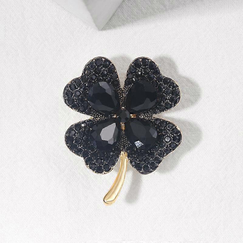 Creative Pop Elegant Green Four Leaf Clover Brooch Pin Women's Suit Coat Brooch Lucky Jewelry