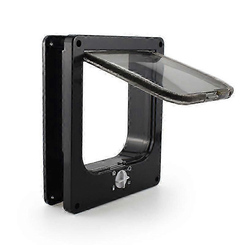 猫フラップ、猫、子猫、子猫のための4ウェイ回転ロック付き磁気ペットドア、アップグレード版(インナーサイズ:19.5 x 18 x 5.5cm、ブラック)