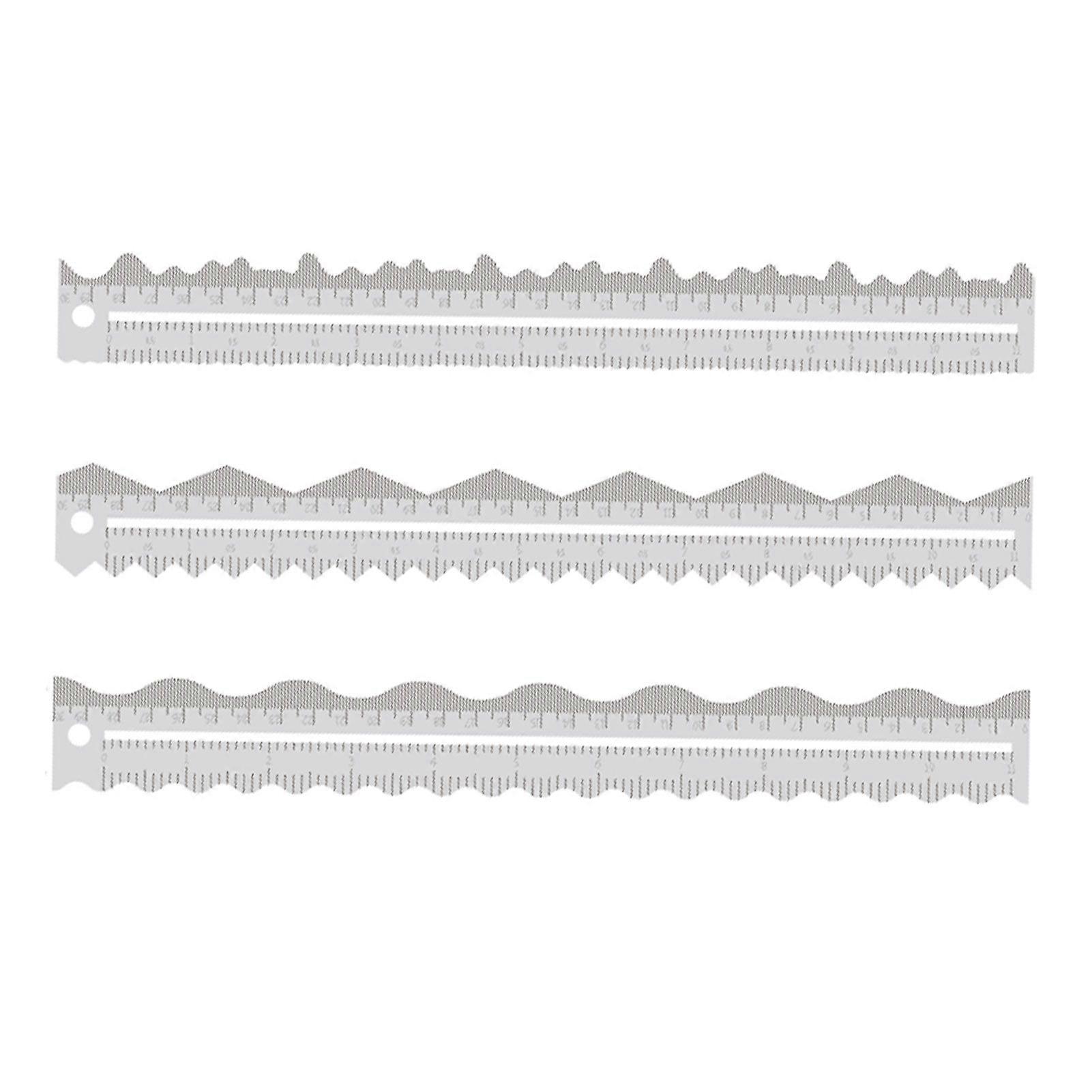 3Pcs 11.81" Acrylic Paper Tearing Ruler Deckle Edge Ruler for Cutting Paper to Irregular Edge Wavy Edge Measuring Tool for Embossing DIY Scrapbooking 