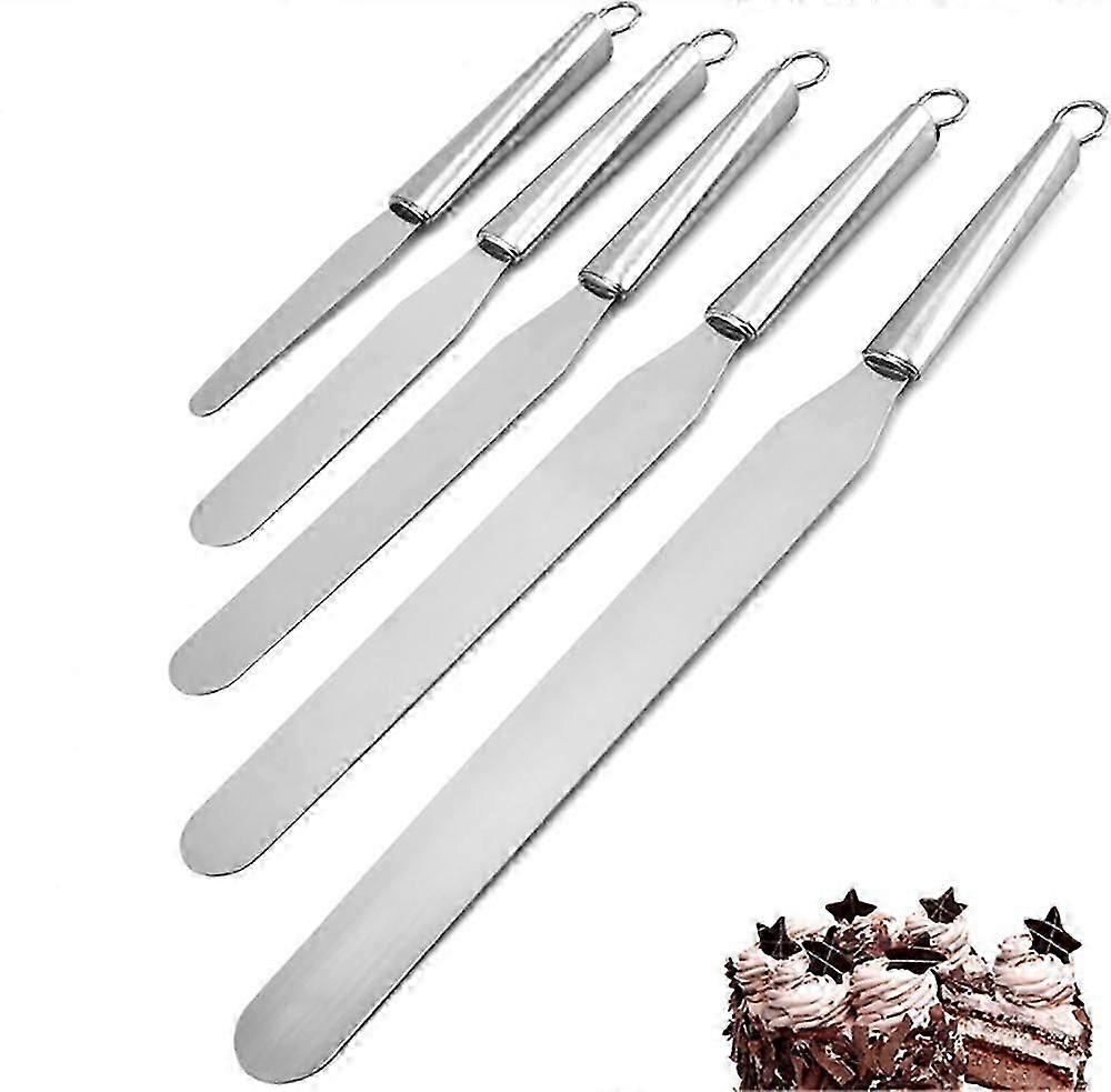 مجموعة ملعقة من الفولاذ المقاوم للصدأ - 3 قطع ملاعق مستقيمة مع 1 ملعقة بزاوية ، سكين كيك وسكين كيك ، إكسسوارات كيك ، مجموعة ملعقة كريمة