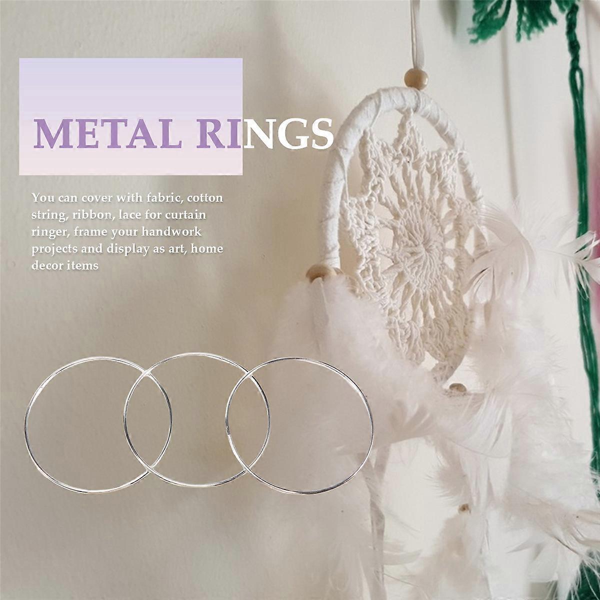 12 Pcs 4 Inch Silver Metal Rings Hoops Macrame Ring for Dream Catchers ...