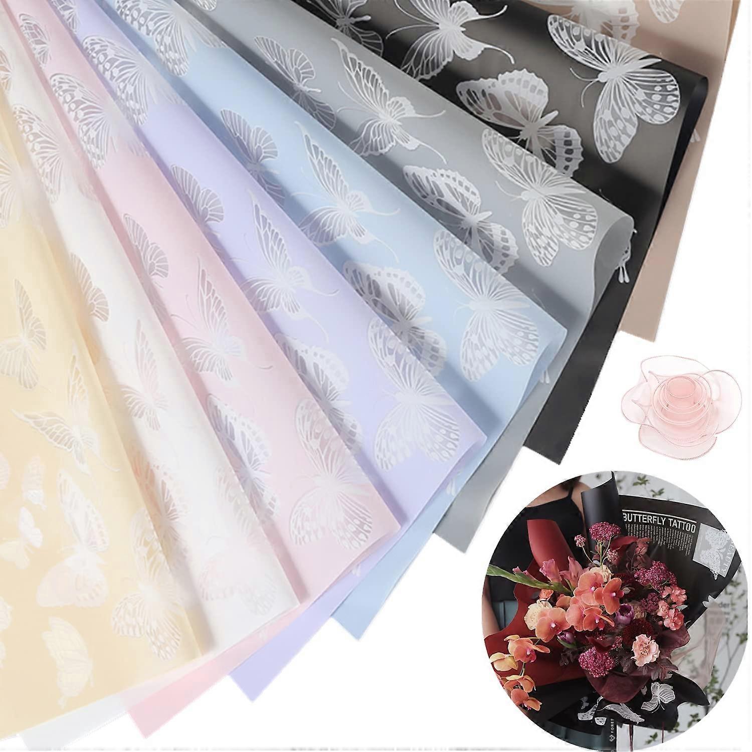 40 Sheets Wrapping Paper Flower Butterfly Matte Translucent for DIY Crafts Gift Packaging