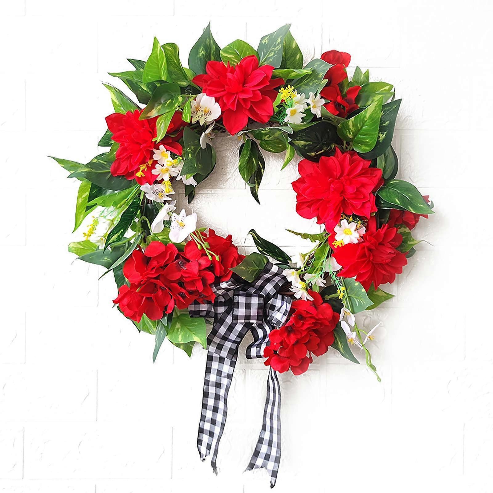 Red Geranium Wreath Hydrangea Wreath Easter Wreath Easter Bunny Wreath Artificial Spring Summer Wreath