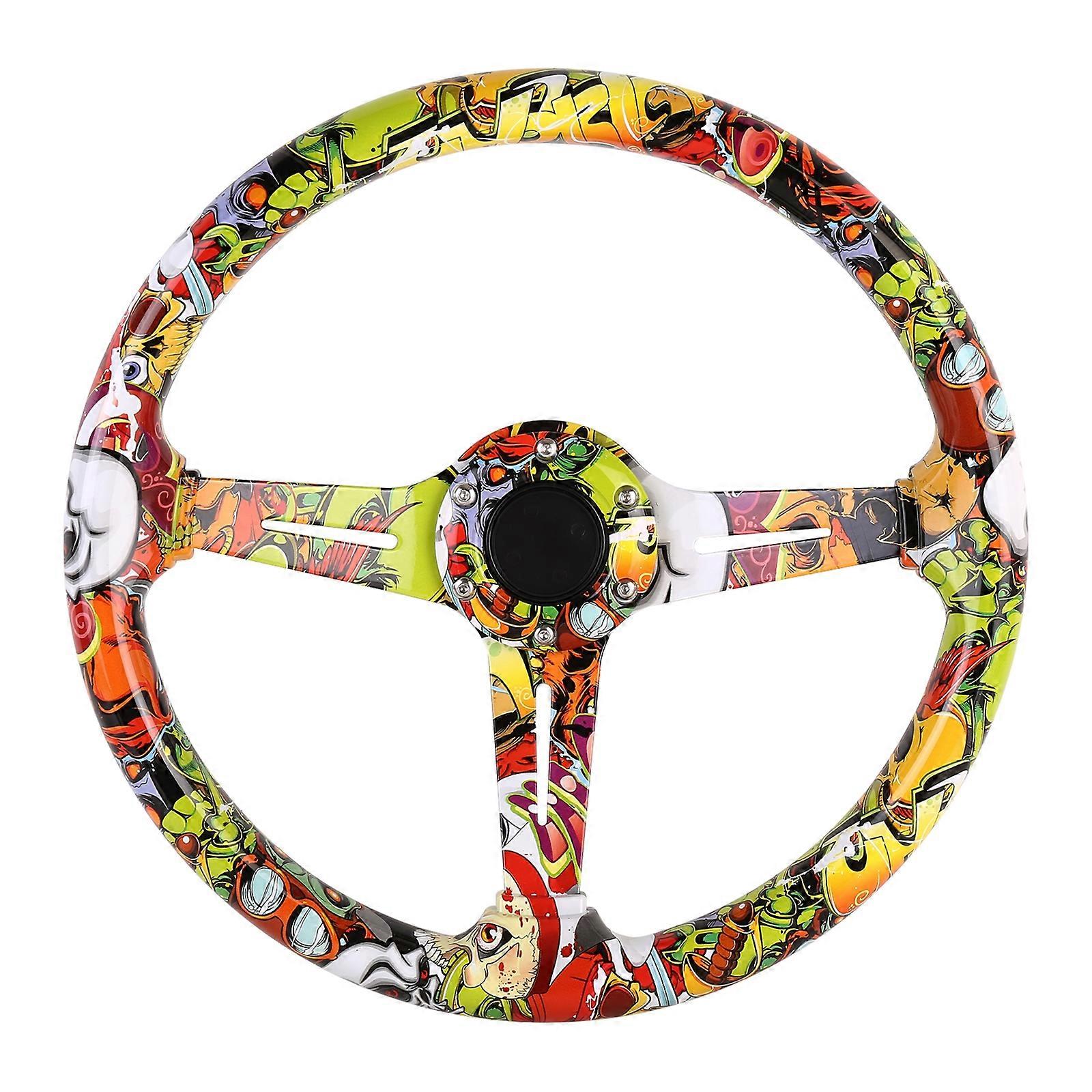 35cm Car Racing Graffiti ABS Steering Wheel