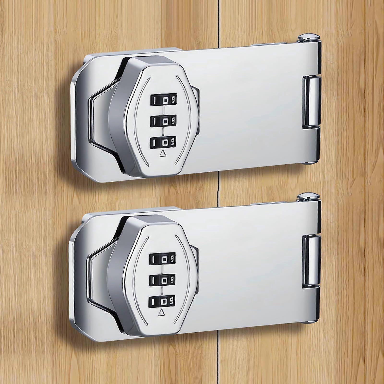 Keyless Cabinet Locks: 2Pack 3-Digit Password Combination Bifold Door Lock - Double Door Lock
