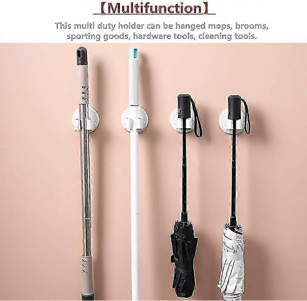 Multi-function Wall-mounted Mop Holder, Self-adhesive Mop Broom Holder
