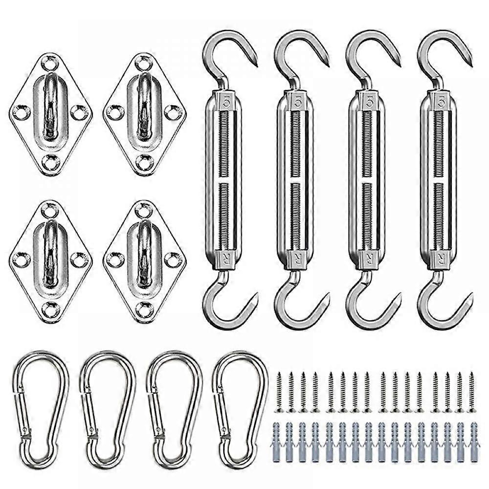 Shade Sail Fixing Kit, 44 Pcs Stainless Mounting Kit Sail Shade Fixings, Hardware Fixing Accessories Kit For Square Rectangle And Triangular Awnings