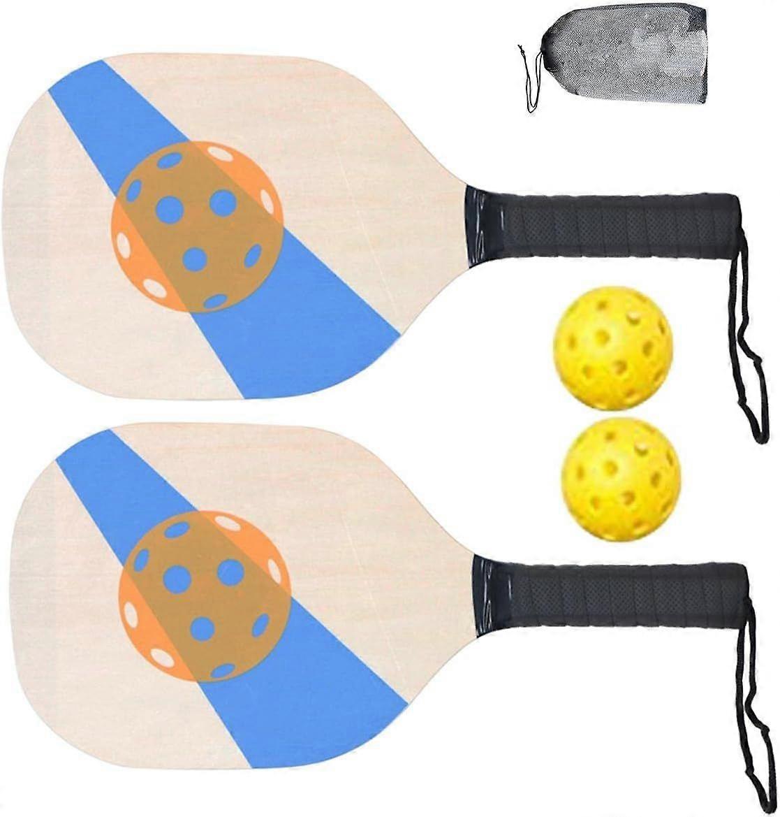 Wooden Set Portable Beginner Racket for Schools, Community Centers, Athletic Clubs Lightweight with Mesh Carry Bag