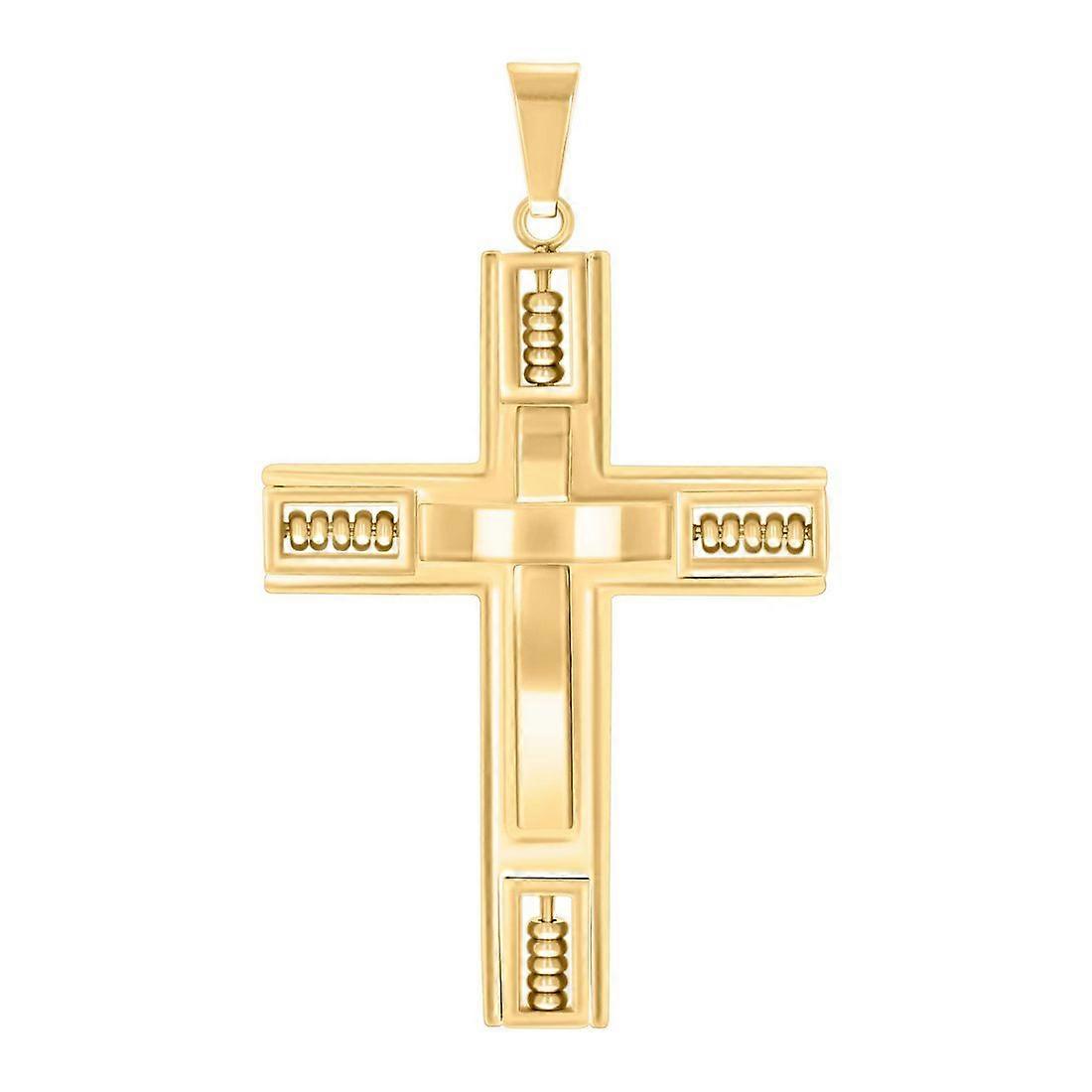 ステンレス鋼イエロートーンメンズクロス宗教チャームペンダントネックレス男性用