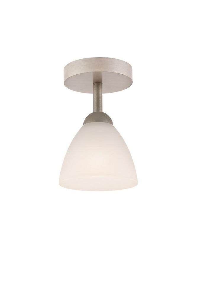 Adriano Semi Flush Light, Glass Shade, White Beech, 1x E27