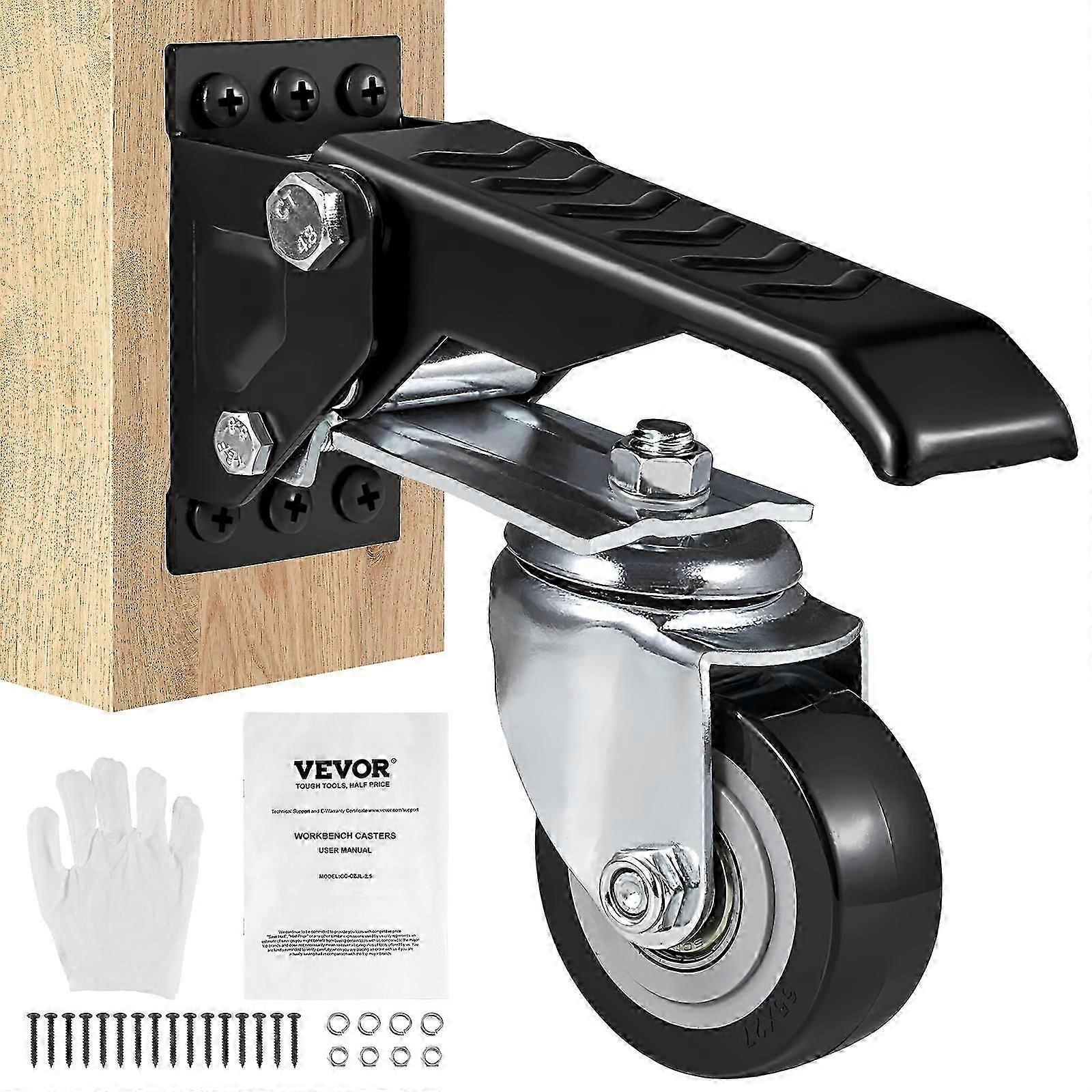 Workbench Caster Wheels, 165 lbs Load Capacity, for Workbenches, Tables, and Equipment