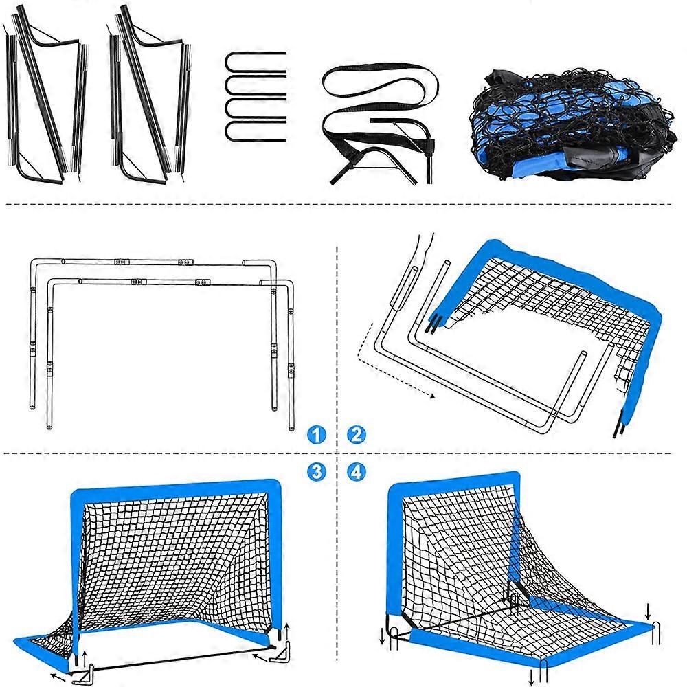 2pcs Portable Soccer Goal Folding Soccer Net Toddler Football Nets Training Equipment for Kids and Teens