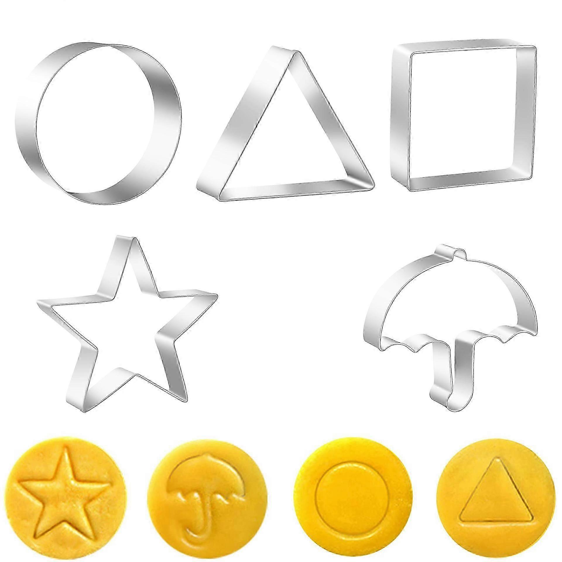 Cookie Cutters Set 5 Pcs Props Umbrella Triangle Circle Star Shapes with Case & Needle Cookie Mold Large Cutters Tiny Baking Toy