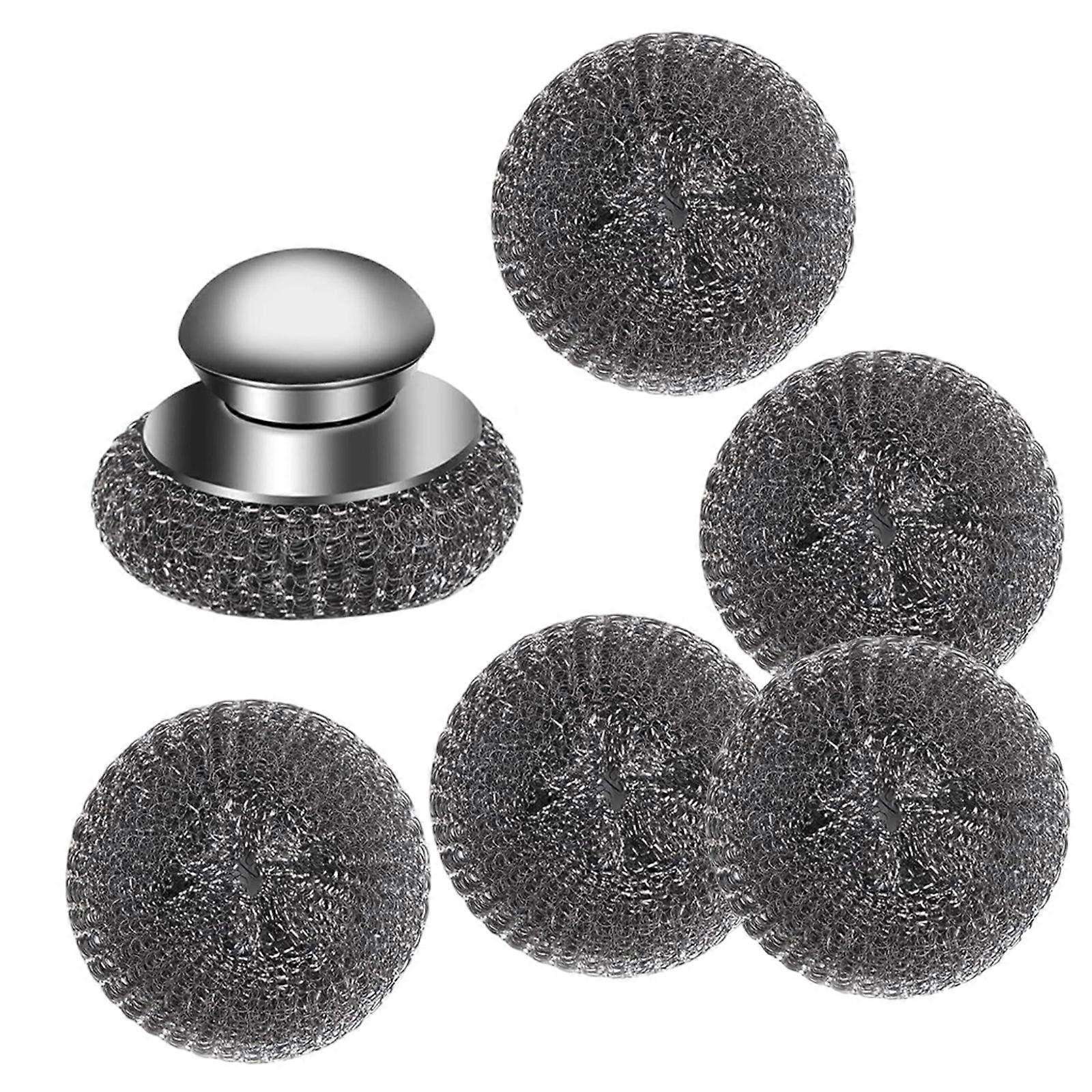 1set Durability Steel Wool Scrubber with Ergonomic Handle for Removing Stubborn Greases and Rusts Professional Use