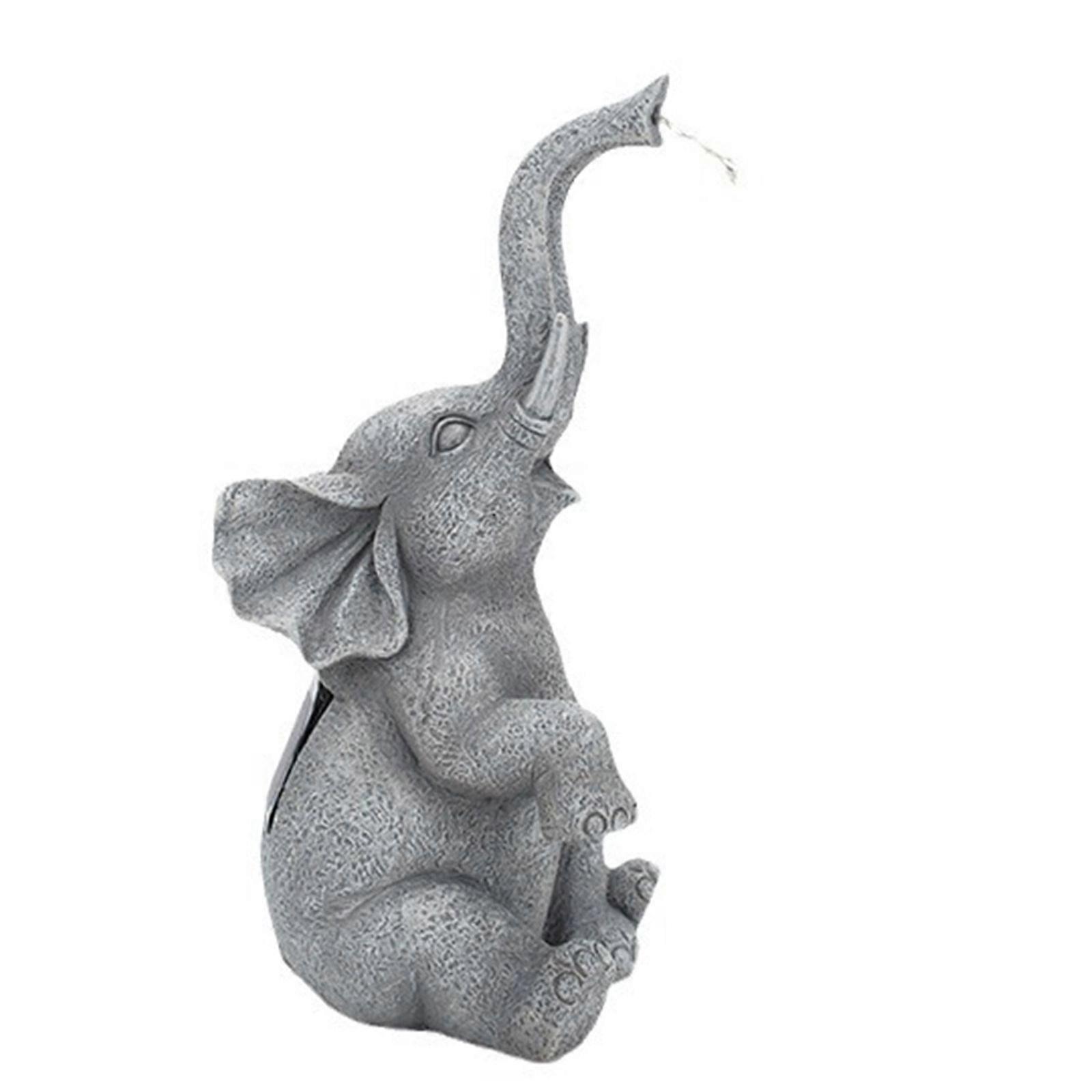 Resin Elephant Weather Resistant Elephant Garden Figurine with LED Light Solar Rechargeable Lawn Accent