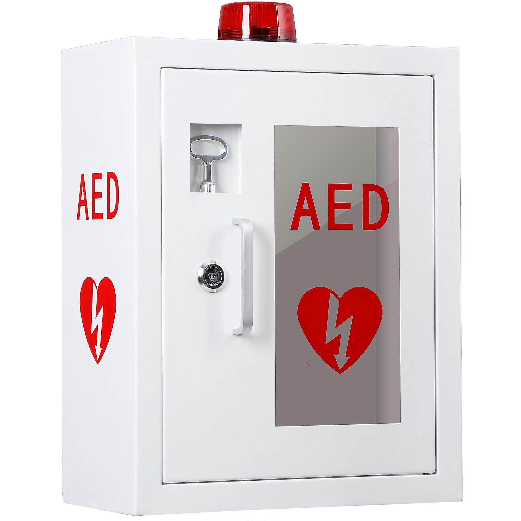 AED مزيل الرجفان خزانة مثبتة على الحائط مع إنذار ، خزانة دواء AED مع ماركات قفل مزيل الرجفان AED 12.8 × 6.7 × 16.1 بوصة