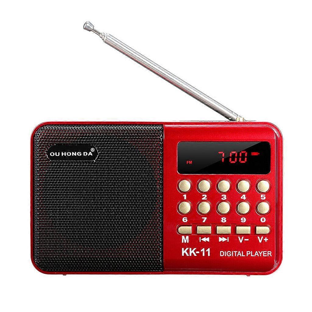 Handheld Mini Portable Radio Digital FM USB TF MP3 Player Speaker Rechargeable Handheld Digital Outdoor Small Speaker Red