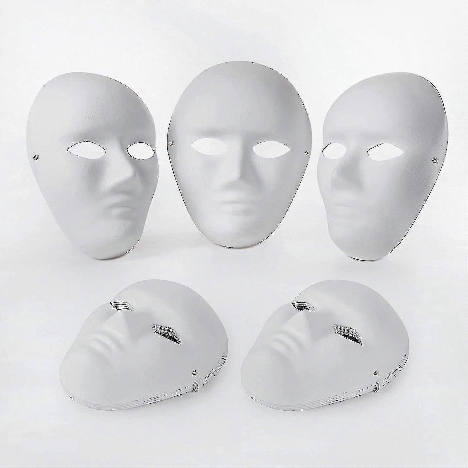 マルディグラ、コスプレ、ハロウィーンパーティー、塗装可能なコスチュームアクセサリー用の10パックDIYホワイトフルフェイスペーパーマスク(9.45 x 7.28インチ)
