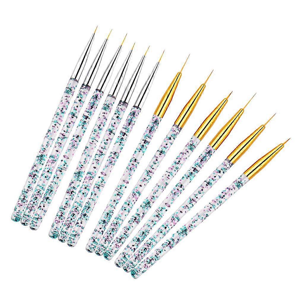 12x Super Fine Nail Art Liner Striping Brush for Thin Lines Tiny Details
