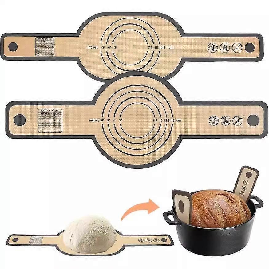 Silicone Bread Sling for Dutch Oven, 2 PCS Non-Stick & Easy Clean Reusable Silicone Bread Baking Mat with Long Handles, Easy to Transfer Sourdough Bre