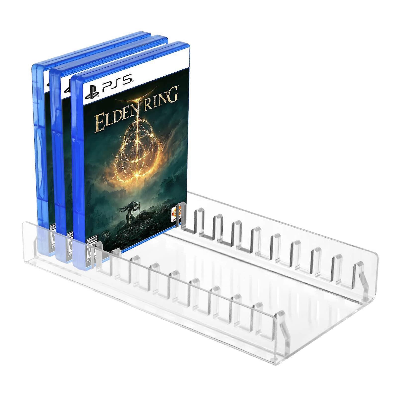 Acrylic Video Game Storage Organizer Stand for PS5, PS4, PS3 - Clear Display Stand Holds Up to 12 Games