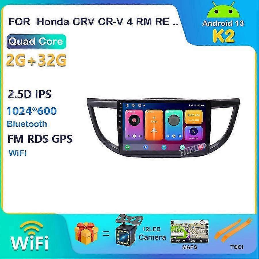 6G + 128G DSP 2 DIN Android 13 4GネットカーラジオマルチメディアビデオプレーヤーホンダCRV CR-V 4 RM RE 2011 2012-2015 Wifi BT Carplay用