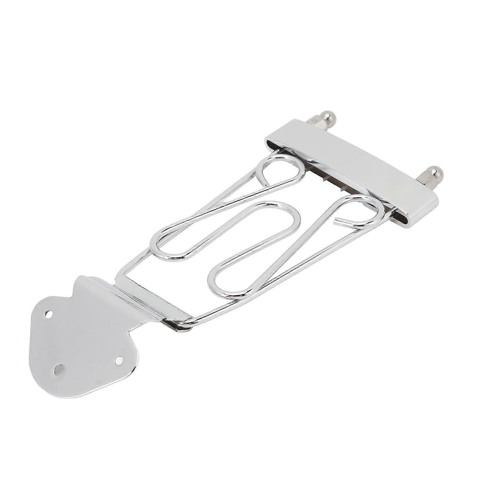 6 String Trapeze Tailpiece with Screws Height Adjustment Open Frame Bridge Tailpiece for Archtop Jazz Guitar Bass Silver 