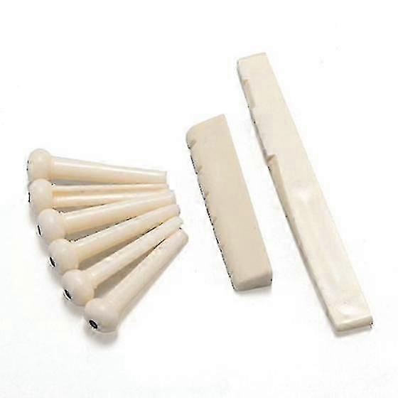 Acoustic Guitar Bone Bridge Pins and Saddle Set with 6-Piece Bridge Replacement Kit