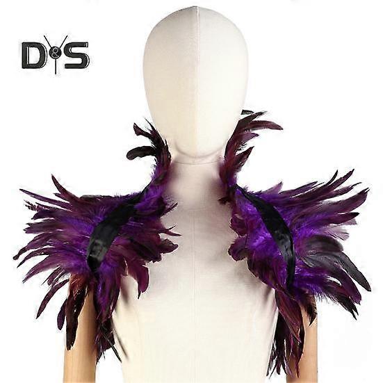 Faux Feather Shawl Shoulder Wrap Cape Soft Adjustable Retro Gothic Collar Cosplay Party Stage Performance Faux Feather Scarf Dancer Costume